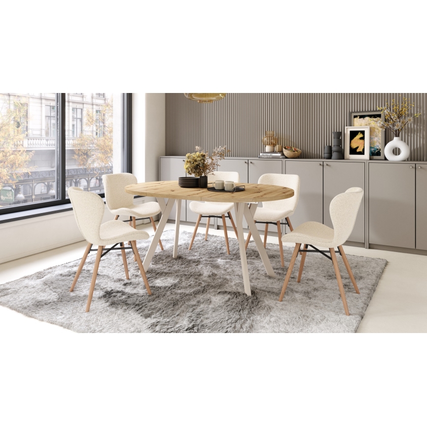 Jatkettava ruokapöytä ARTUR tammi artisan/beige
