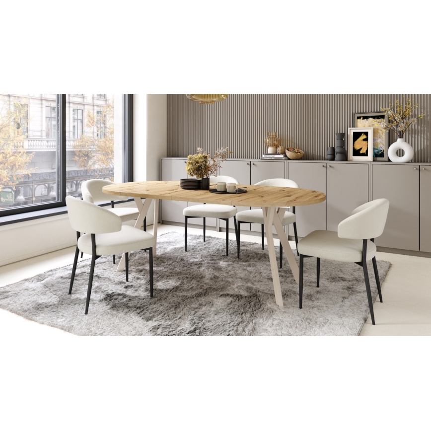Jatkettava ruokapöytä ARTUR tammi artisan/beige