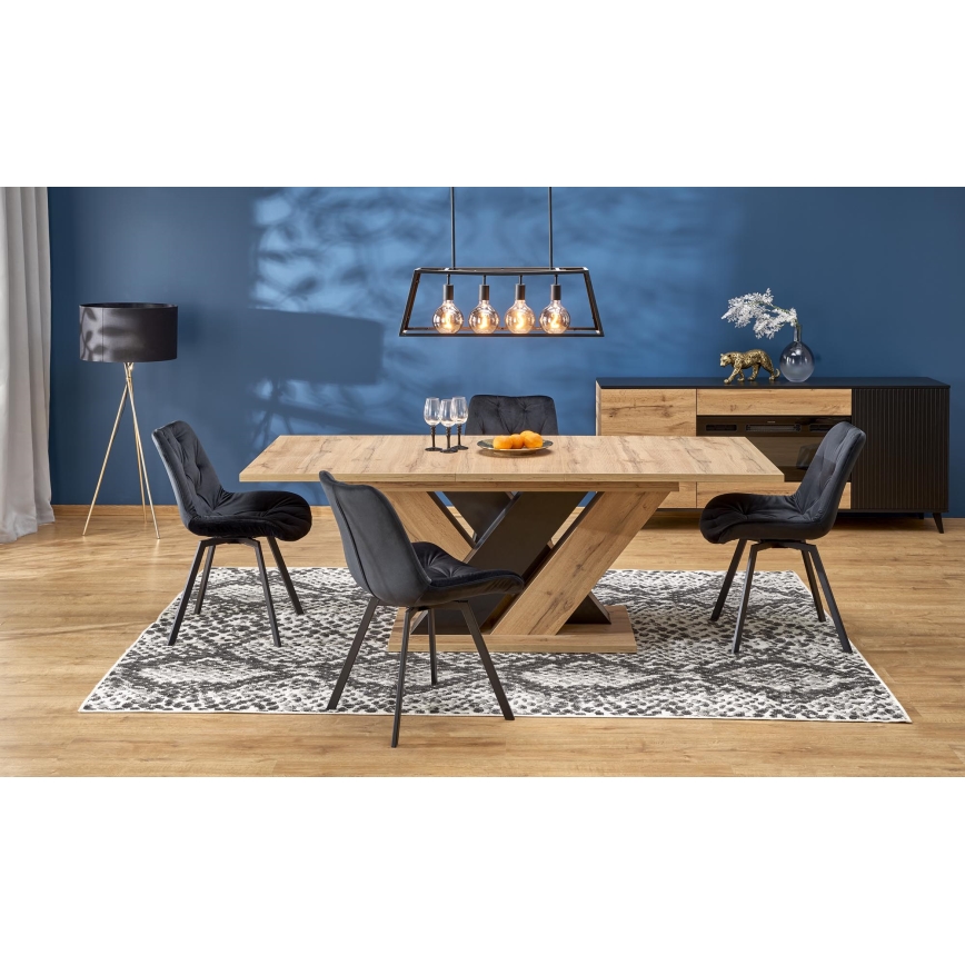 Jatkettava ruokapöytä DROM 160/200x90 cm wotan-tammi/musta