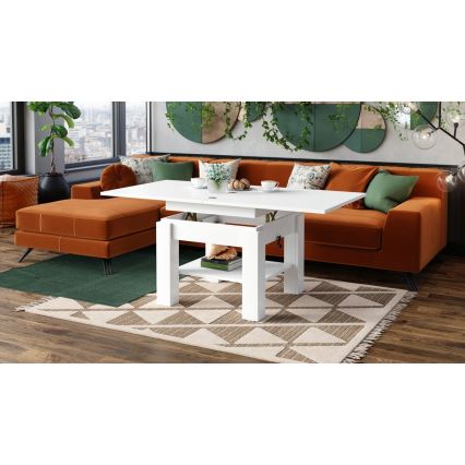 Jatkettava sohvapöytä nostettavalla kannella CALEB 75/150x75 cm valkoinen