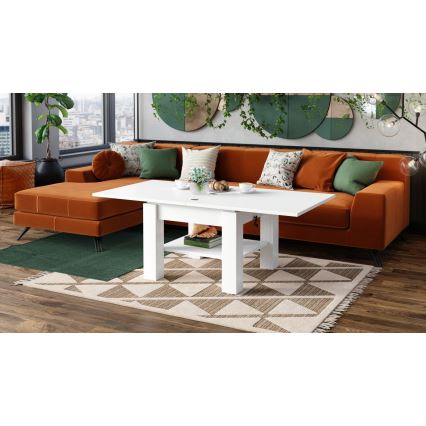Jatkettava sohvapöytä nostettavalla kannella CALEB 75/150x75 cm valkoinen