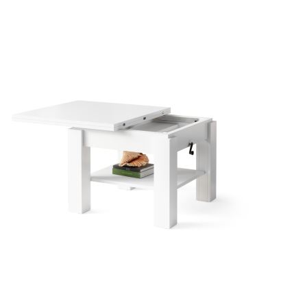 Jatkettava sohvapöytä nostettavalla kannella CALEB 75/150x75 cm valkoinen