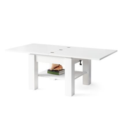 Jatkettava sohvapöytä nostettavalla kannella CALEB 75/150x75 cm valkoinen