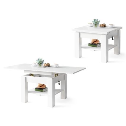 Jatkettava sohvapöytä nostettavalla kannella CALEB 75/150x75 cm valkoinen