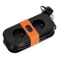 Jatkojohto 2 pistorasiaa + 2x USB 1,4 m musta