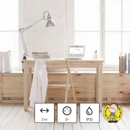 Jatkojohto 2 pistorasiaa + 2x USB-A + USB-C 1,4 m