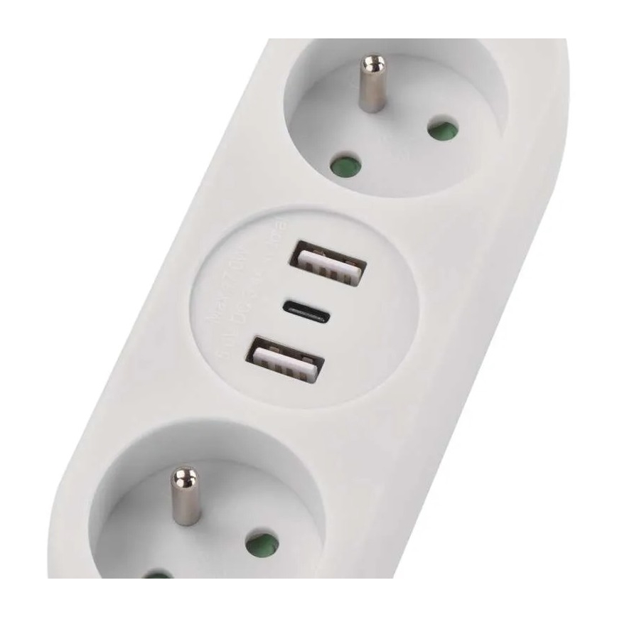 Jatkojohto 2 pistorasiaa + 2x USB-A + USB-C 1,4 m