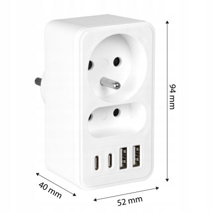 Jatkojohto 2x pistorasia + 2x USB-C + 2x USB-A
