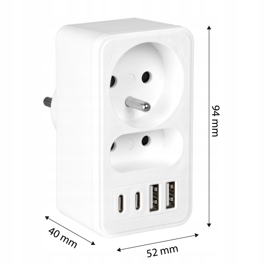 Jatkojohto 2x pistorasia + 2x USB-C + 2x USB-A