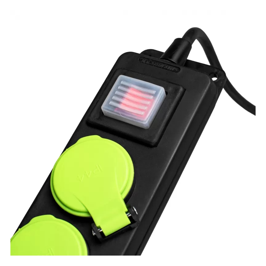 Jatkojohto 3 pistorasialla ja kytkimellä, 10m, IP44