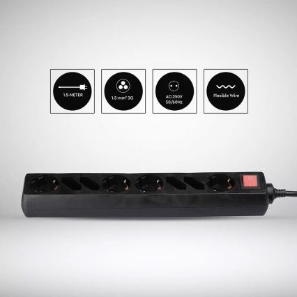 Jatkojohto kytkimellä SCHUKO 8Z 1,5 m