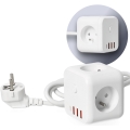 Jatkojohto kuutio kytkimellä LINEA 3x230V + 4xUSB A/C valkoinen