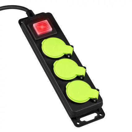 Jatkojohto kytkimellä, 3-paikkainen, 3 m, IP44