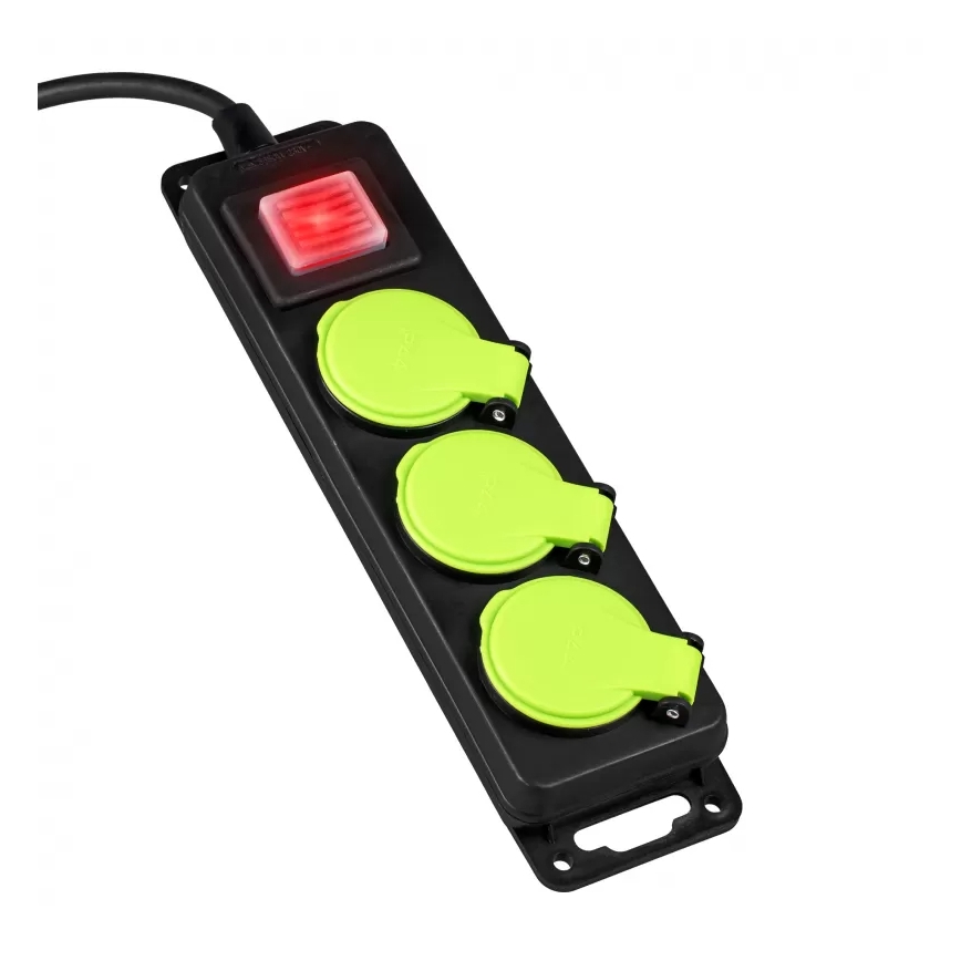 Jatkojohto kytkimellä, 3-paikkainen, 3 m, IP44