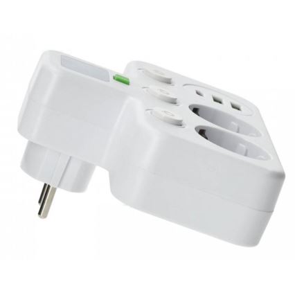 Jatkopistorasia kytkimellä ja LED-valaistuksella LINEA PRO 2Z + 3xUSB A/C SCHUKO 4000K valkoinen
