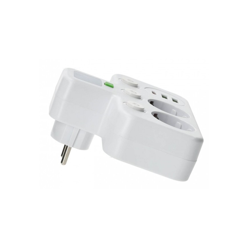 Jatkopistorasia kytkimellä ja LED-valaistuksella LINEA PRO 2Z + 3xUSB A/C SCHUKO 4000K valkoinen