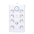 Jatkojohto kytkimellä ja ylijännitesuojalla 8Z Tyyppi E + 1xUSB-A + 1xUSB-C 2m valkoinen