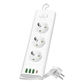 Jatkojohto kytkimellä LINEA PRO — 3×230 V Schuko-pistorasiaa, 3×USB-A ja 1×USB-C, 1,5 m, valkoinen