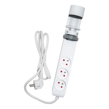 Jatkojohto pöytäkiinnityksellä 3 pistorasiaa (E-tyyppi) + 2xUSB-A + 1xUSB-C 1,5m valkoinen
