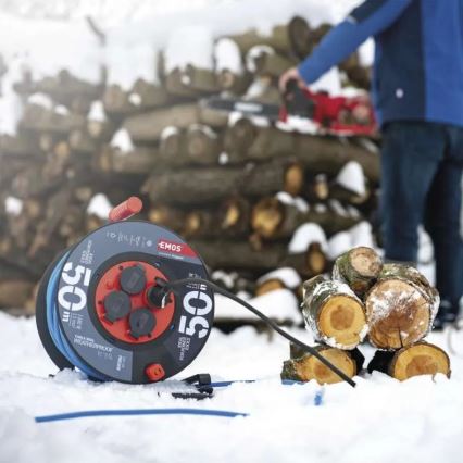 Jatkokaapeli rummussa 4 pistorasiaa 50 m silikoni IP44