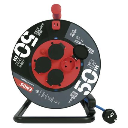 Jatkokaapeli rummussa 4 pistorasiaa 50 m silikoni IP44