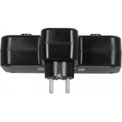 LINEA PRO -jatkoskisko, 2× SCHUKO-pistorasiaa + 3× USB (A ja C), kytkimellä ja LED-valaistuksella, 4000 K, musta