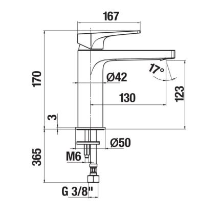 JIKA H3111X10041201 - Pesuallashana CUBITO 17 cm kiiltävä kromi