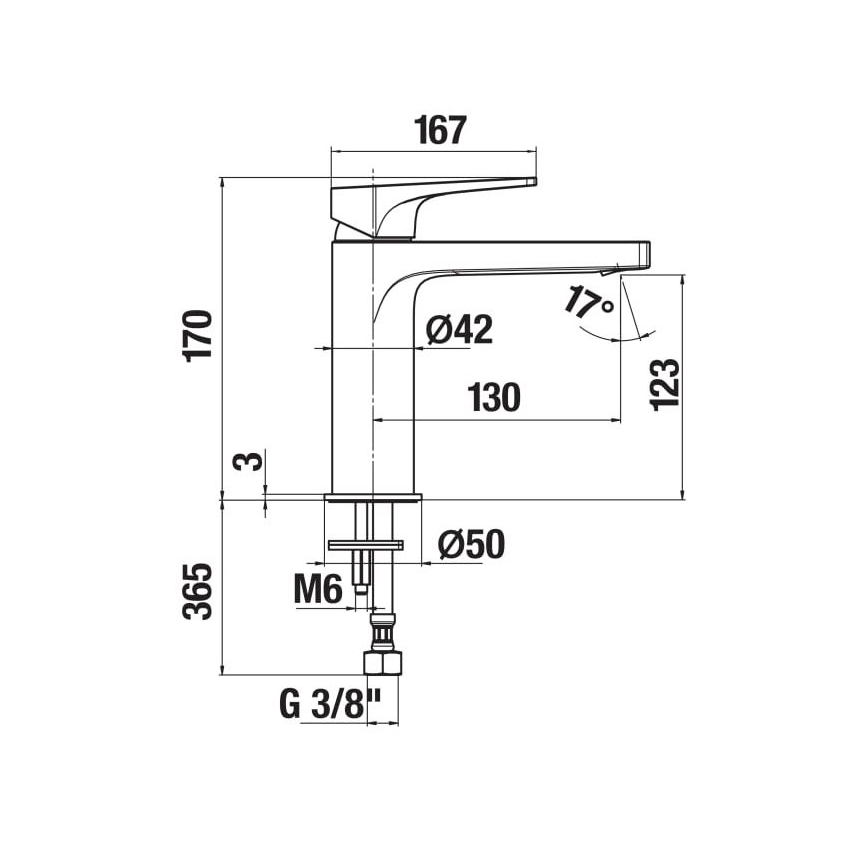 JIKA H3111X10041201 - Pesuallashana CUBITO 17 cm kiiltävä kromi