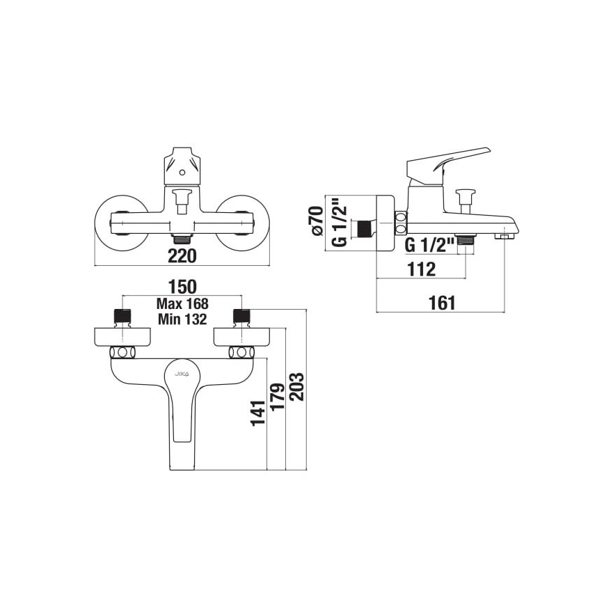 JIKA H3211W70044001 - Kylpyhuoneen hana CUBE kiiltävä kromi