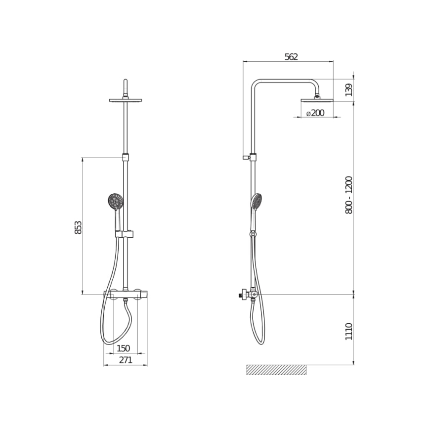 JIKA H3337170045711 - Suihkusetti termostaattisella MIO-sekoittajalla, kiiltävä kromi
