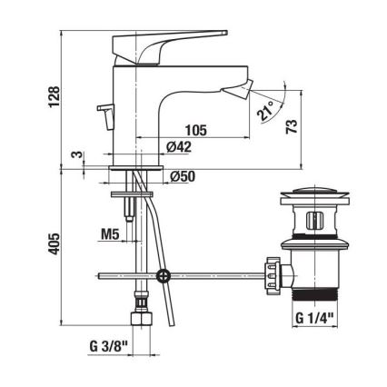 JIKA H3411X10041111 - Bidet hanakulma + ylivuototon hana CUBITO 12,8 cm kiiltävä kromi