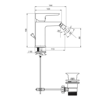 JIKA H3412H10041101 - PONTA bidet hanakulma 15,6 cm kiiltävä kromi