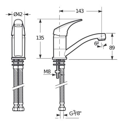 JIKA H3511N10042201 - Keittiöhana TALAS 13,5 cm kiiltävä kromi