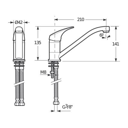 JIKA H3511N10042301 - Keittiöhana TALAS 13,5 cm kiiltävä kromi
