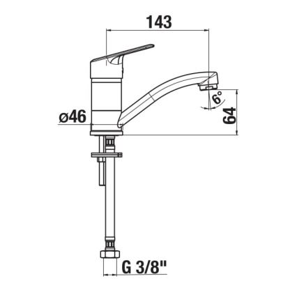 JIKA H3512E10042201 - Keittiöhana LYRA 14,3 cm kiiltävä kromi
