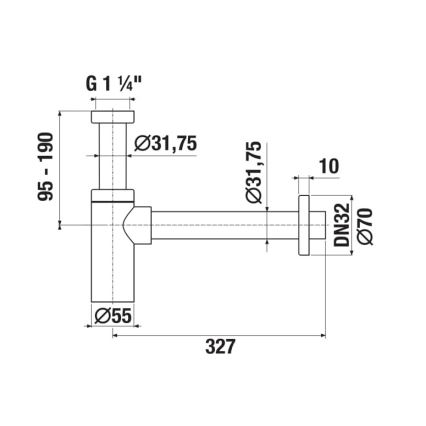 JIKA H3741R00040001 - Pyöreä RIO-pesualtaan sifoni, kiiltävä kromi