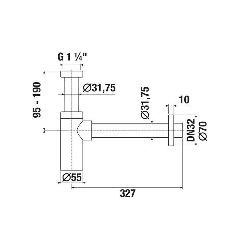 JIKA H3741R00040001 - Pyöreä RIO-pesualtaan sifoni, kiiltävä kromi