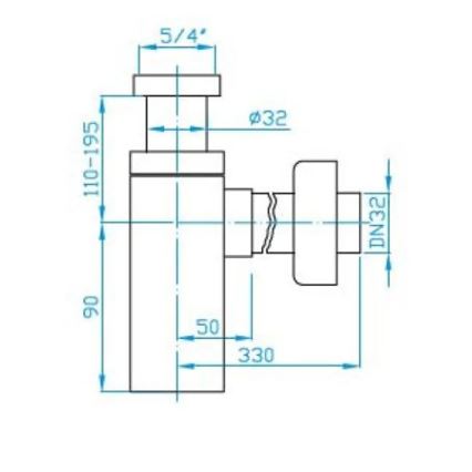 JIKA H3747300040001 - Kulmikas pesualtaan sifoni CUBITO kiiltävä kromi