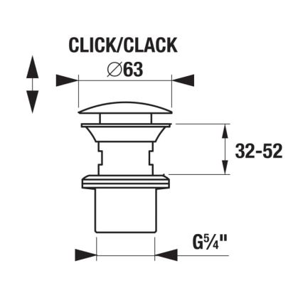 JIKA H3917100040001 - Pesualtaan CLICK-CLACK-tyhjennysventtiili, Ø 6,3 cm, kiiltävä kromi