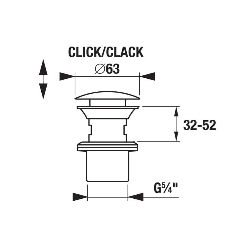JIKA H3917100040001 - Pesualtaan CLICK-CLACK-tyhjennysventtiili, Ø 6,3 cm, kiiltävä kromi