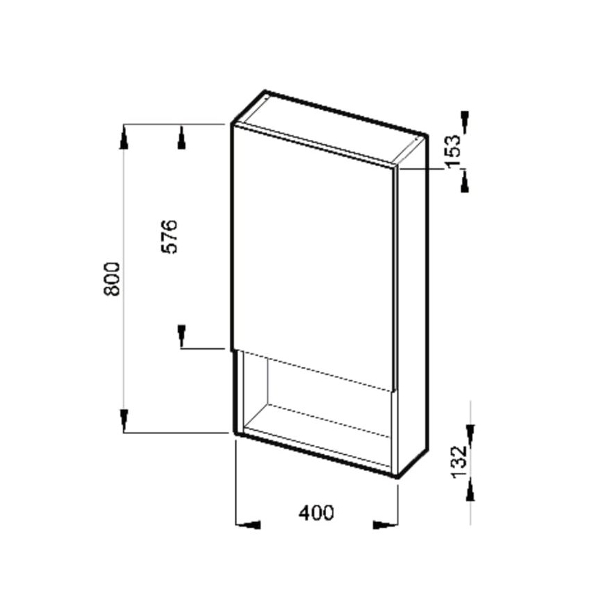 JIKA H4532210383041 - Peilikaappi hyllyllä LYRA 80x40 cm valkoinen