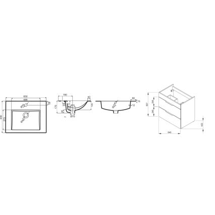 JIKA H4536021763521 - Kylpyhuonekaappi pesualtaalla CUBE 60,7x65 cm musta