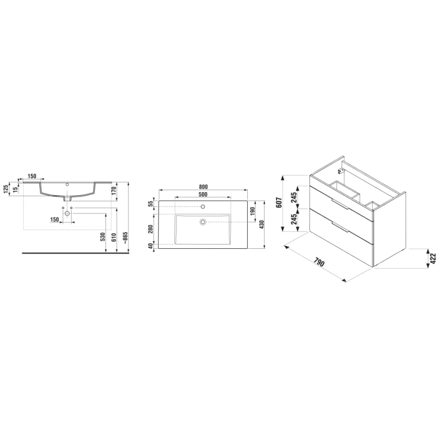 JIKA H4537621763001 - CUBE 80 cm valkoinen allaskaappi pesualtaalla