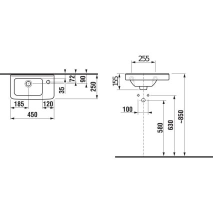 JIKA H8114240001061 - Ripustettava pesuallas CUBITO 45x25 cm keramiikka/valkoinen