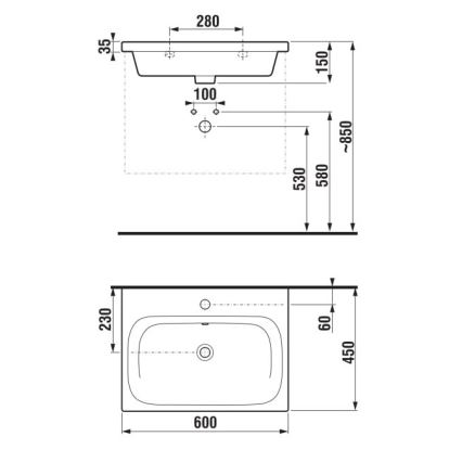 JIKA H8127137161041 - Ripustettava pesuallas MIO 60x45 cm keramiikka/matamusta