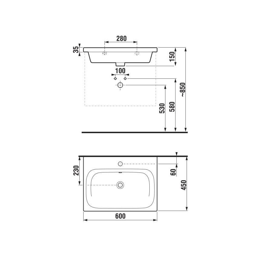 JIKA H8127137161041 - Ripustettava pesuallas MIO 60x45 cm keramiikka/matamusta