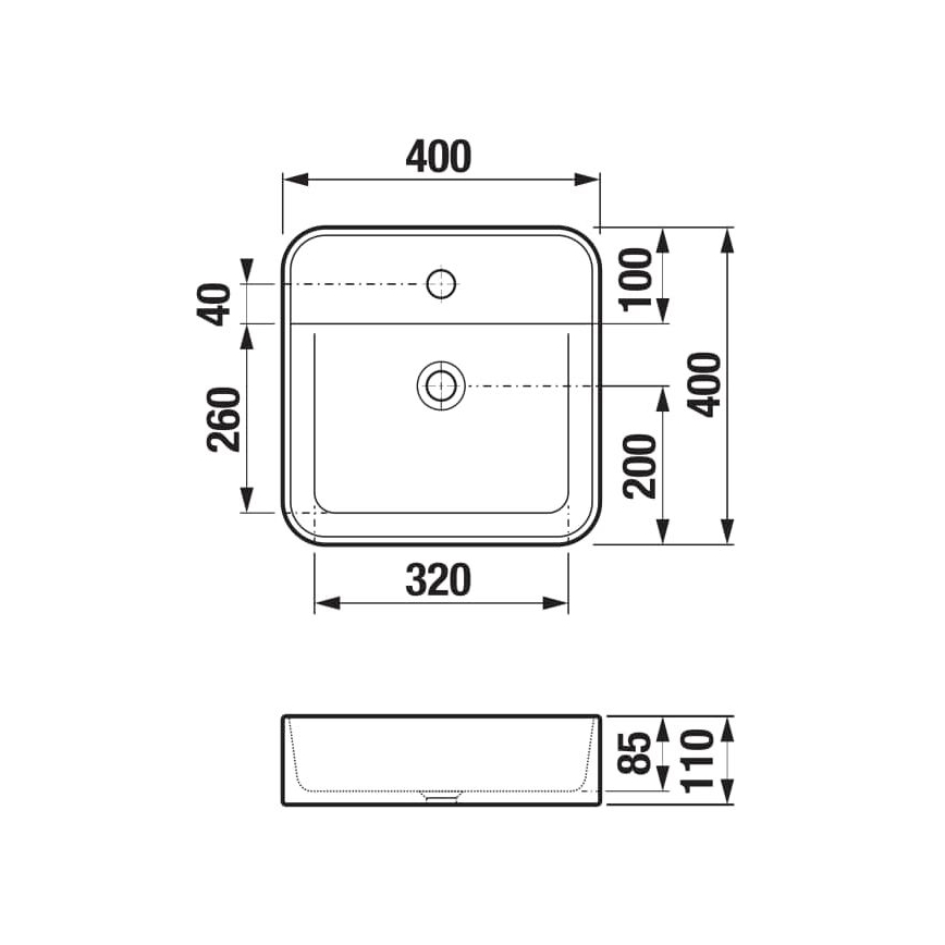 JIKA H8183610001111 - ASTRA 40x40 cm tasoon asennettava pesuallas, keramiikka/valkoinen