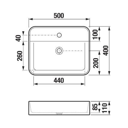 JIKA H8183620001111 - ASTRA 50x40 cm tasoon asennettava pesuallas, keramiikka/valkoinen