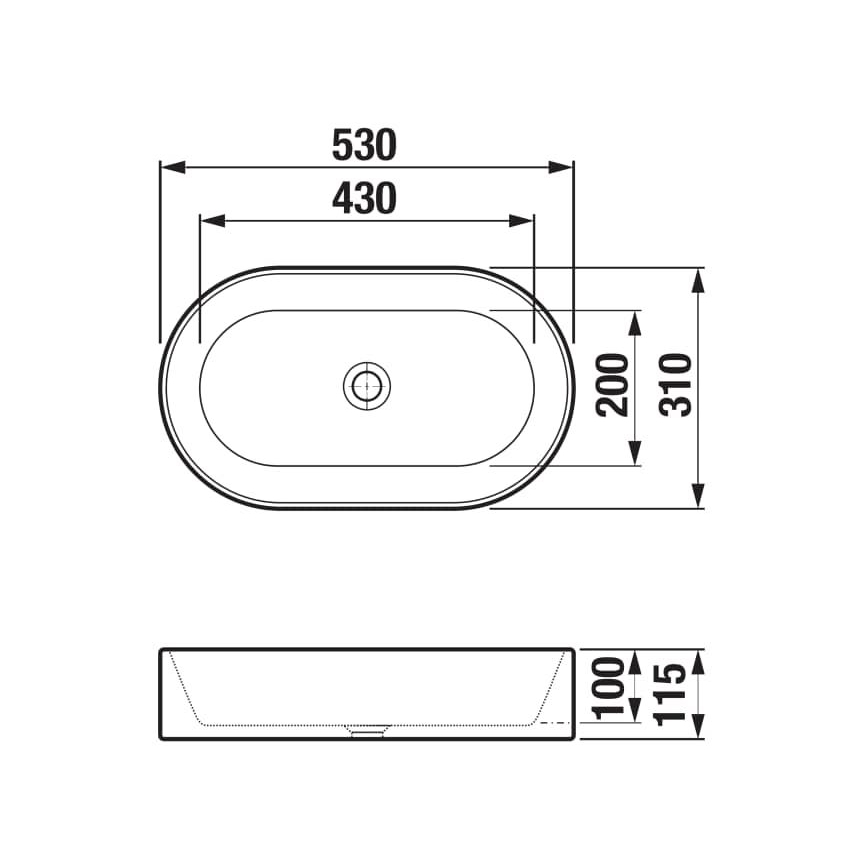 JIKA H8183660001121 - ASTRA 53x31 cm tasoon asennettava pesuallas, keramiikka/valkoinen