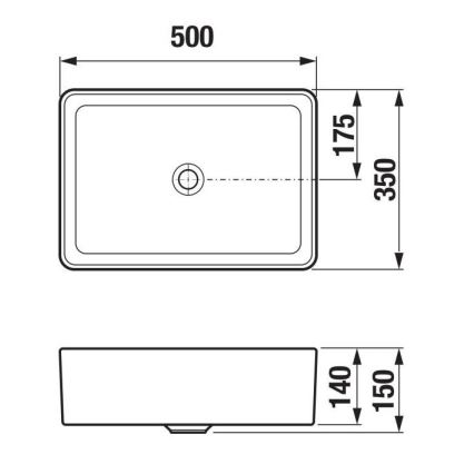 JIKA H8184230001121 - Upotasonallas tasolle CUBITO 50x35 cm keramiikka/valkoinen